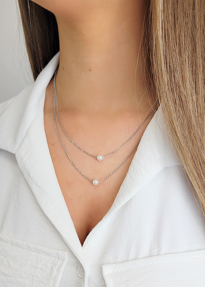 Chaine double avec perle - coll2023 59 - 