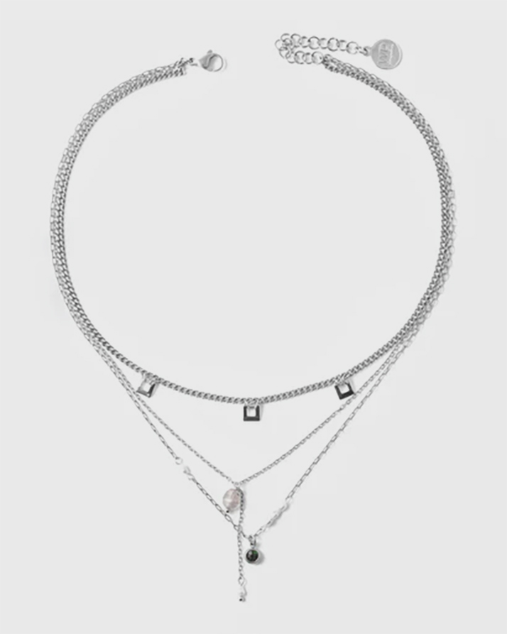 Collier supperposé perles et pendentifs - Muzo - 