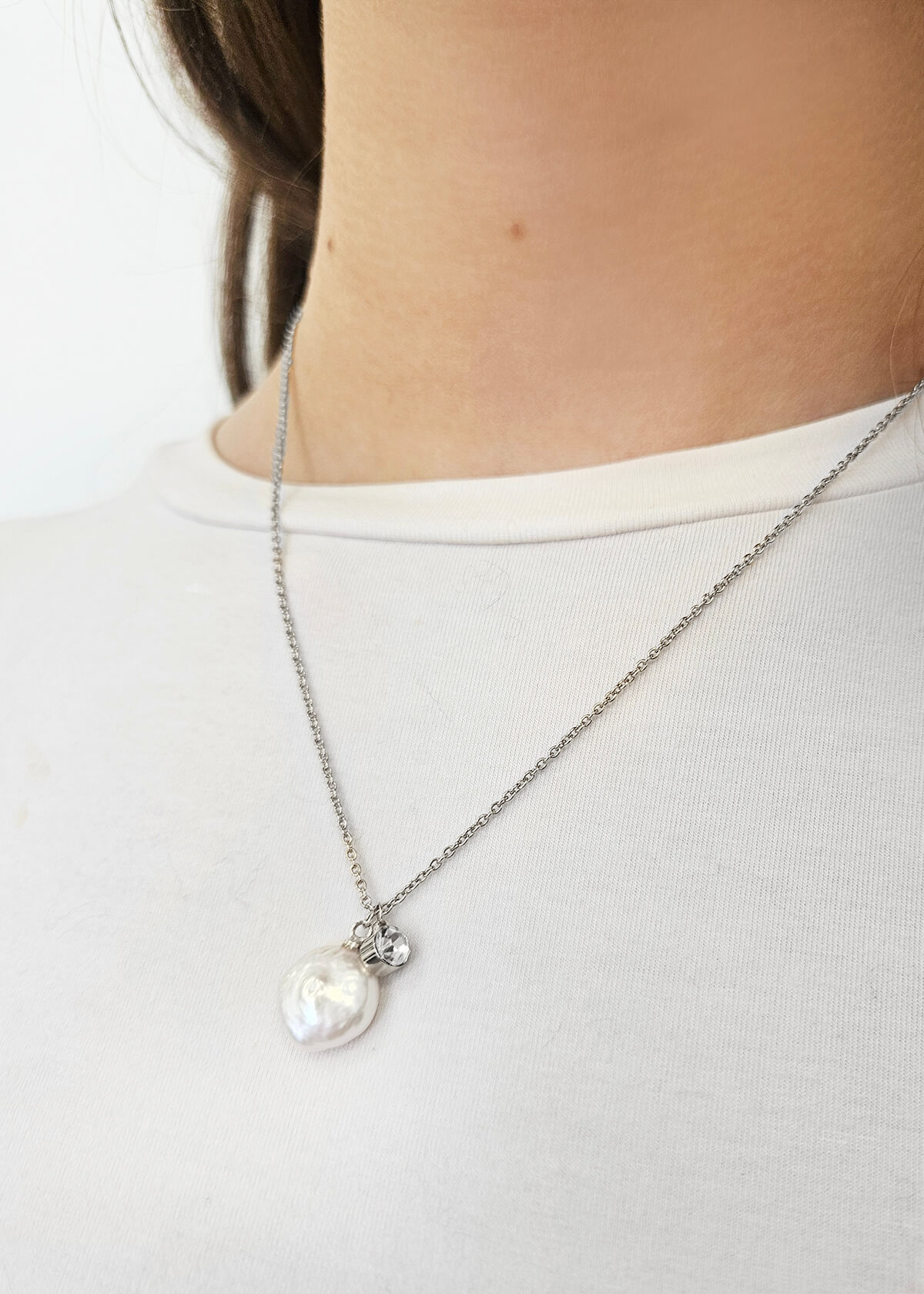 Chaîne avec mini perle et cristal - 1517 - 